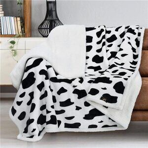 Cow Print Sherpa Fleece Blanket,Super SoftPlush Throw Blanket for Couch,Cow Gift
